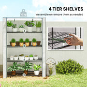 Portable Mini Greenhouse With Roll Up Door For Indoor And Outdoor Growing White Outsunny