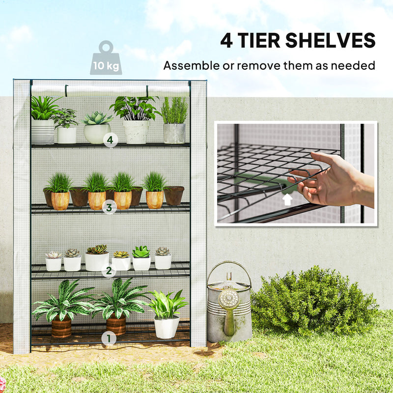 Portable Mini Greenhouse With Roll Up Door For Indoor And Outdoor Growing White Outsunny