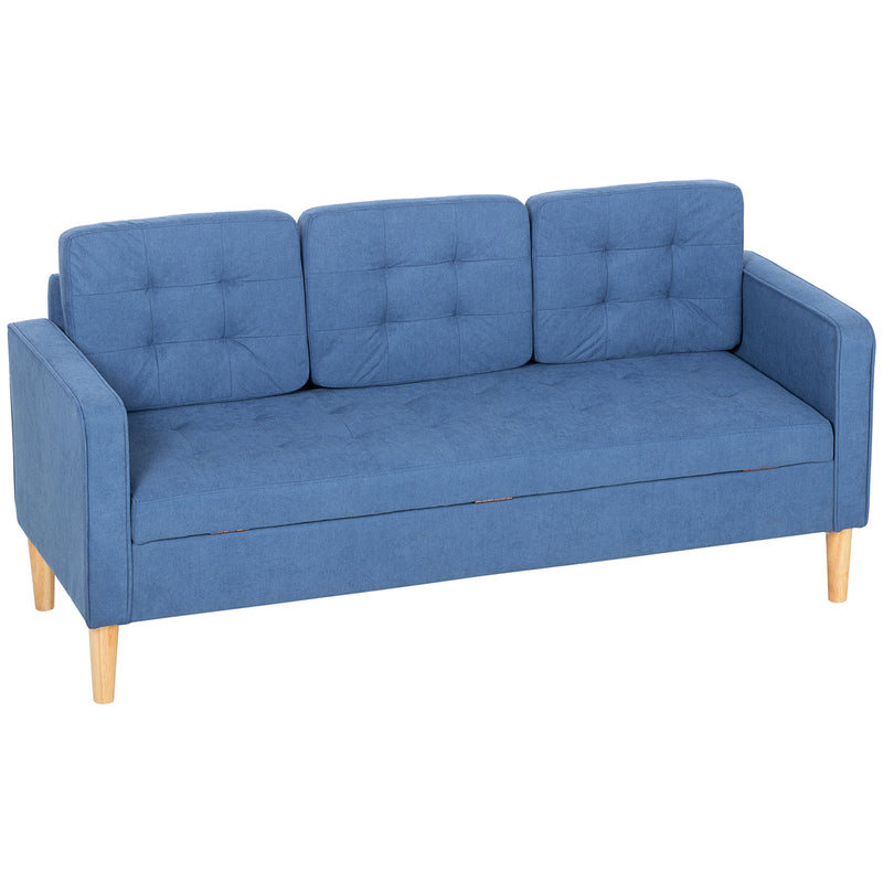 3 Seater Sofa with Hidden Storage for Small Living Rooms Blue AOSOM