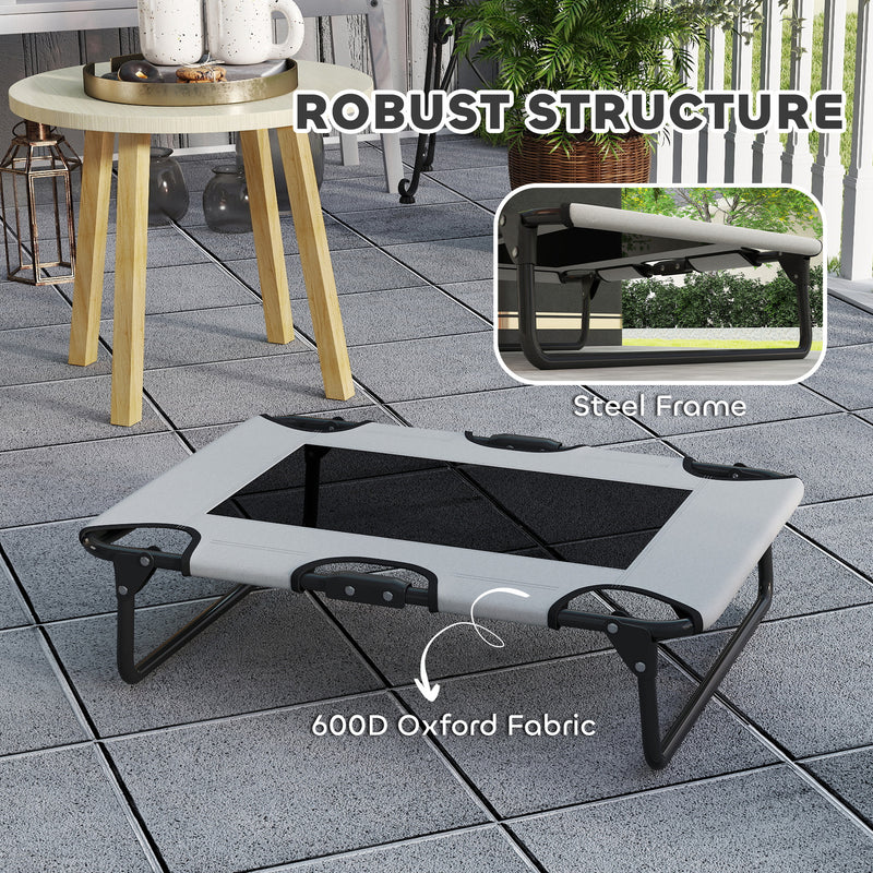 Light Grey Raised Dog Bed with Breathable Mesh for Small to Medium Dogs Indoors Outdoors AOSOM