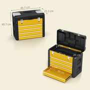 Yellow 4 Drawer Metal Toolbox Chest With Large Storage For Garage Or Workshop AOSOM