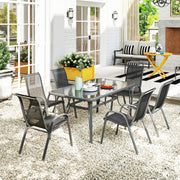Seven Piece Charcoal Grey Outdoor Dining Set for Patio or Garden by Outsunny