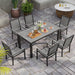Grey 6 Seater Patio Dining Set with Stackable Chairs and Aluminium Frame by Outsunny