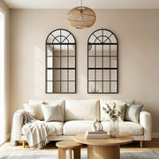 Hallway Wall Mirror Set 3 Piece Arched Design to Brighten and Open Up Spaces Black Homcom