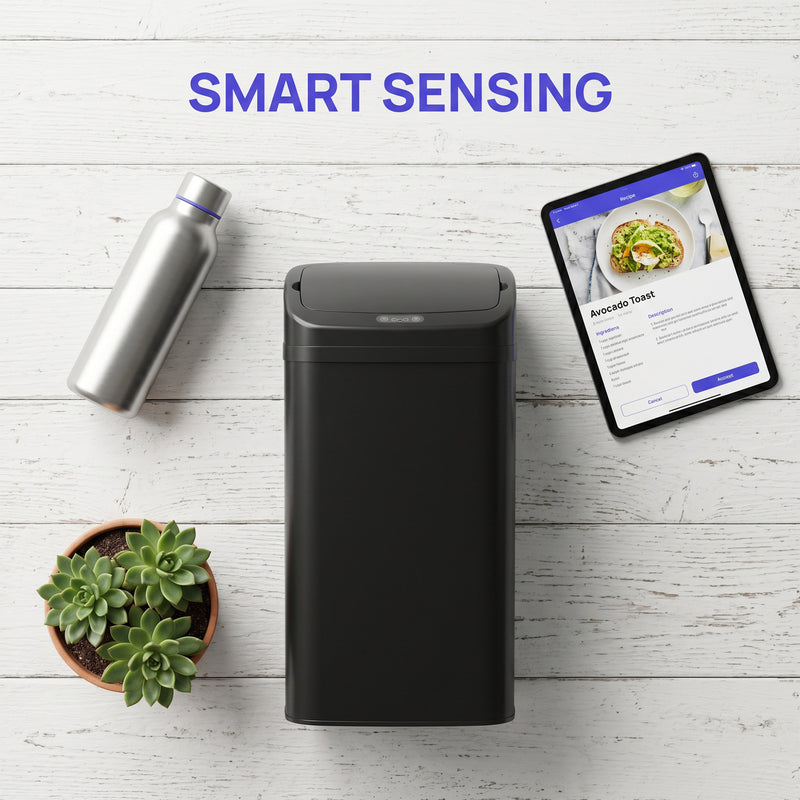 Sensor Kitchen Bin 48L Hands Free Hygienic Waste Disposal Large Capacity Black Homcom