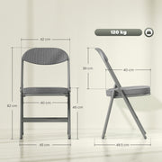 Folding Chairs Set of 4 for Extra Comfortable Guest Seating with Padded Corduroy Grey Homcom