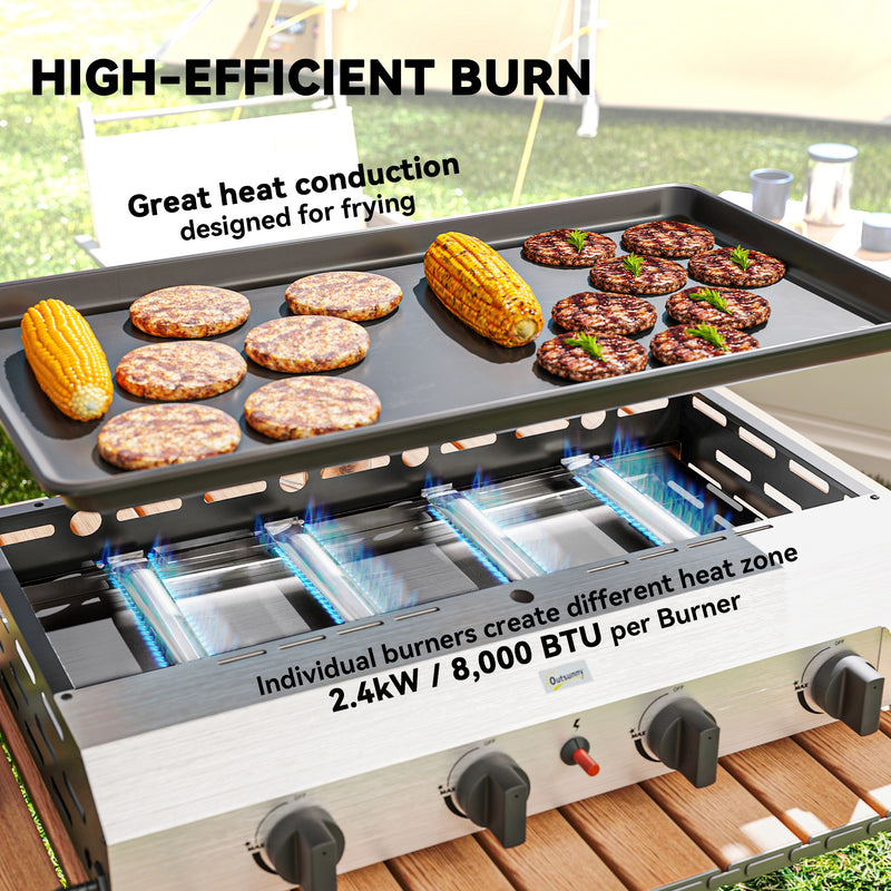 Four Burner Portable Gas Grill for Outdoor Cooking by Outsunny