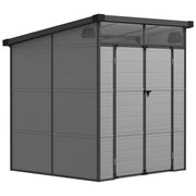 Light Grey 6 x 6ft Garden Storage Shed Plastic Outdoor Tool Shed With Windows by Outsunny