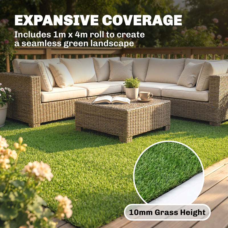 Artificial Grass Roll for Low Maintenance Garden or Patio All Weather Soft Green AOSOM
