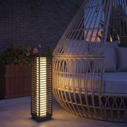 Solar Rattan Outdoor Lamp for Easy Automatic Garden Lighting Warm Glow Black Outsunny