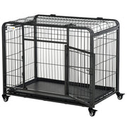 Metal Dog Cage with Locking Door Wheels and Removable Tray for Medium Pets by PawHut