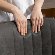 Set of 2 Faux Leather Swivel Bar Stools with Adjustable Height for Kitchen Island Grey