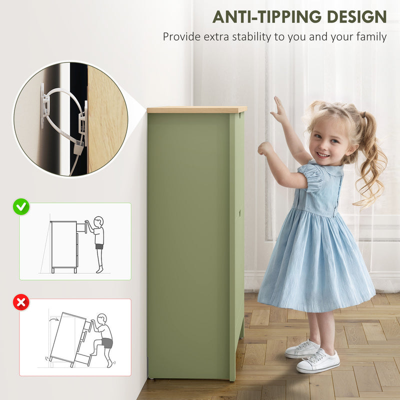 Green Slim Shoe Cabinet with 2 Flip Drawers and Adjustable Shelves for Hallway Storage 72x26x80cm