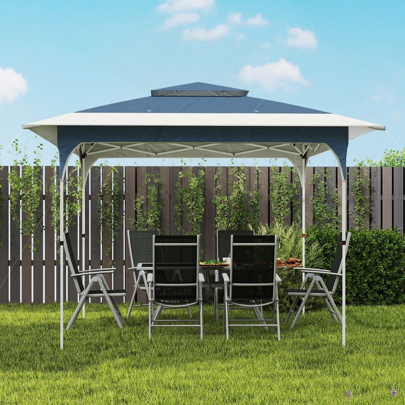 Pop Up Garden Gazebo with Double Roof for Easy Shade and Sun Protection Blue Outsunny