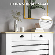 Radiator Cover With Top Drawer Storage Fits 111cm Width Ideal For Hiding Heaters, White