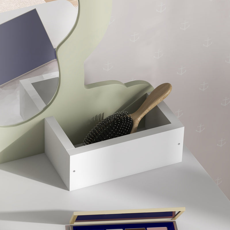 Kids Vanity Table with Mirror Stool and Storage Ideal for Ages 3 to 6 Years White