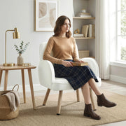 Velvet Armchair with Supportive Cushion and Sturdy Frame for Living Room or Bedroom Cream White Homcom