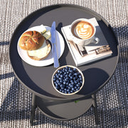 Black Round Metal Garden Side Table with 2 Tiers for Patio or Balcony by Outsunny