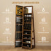 Lockable Rustic Brown Jewellery Cabinet With 360Â° Swivel and Full Length Mirror by HOMCOM
