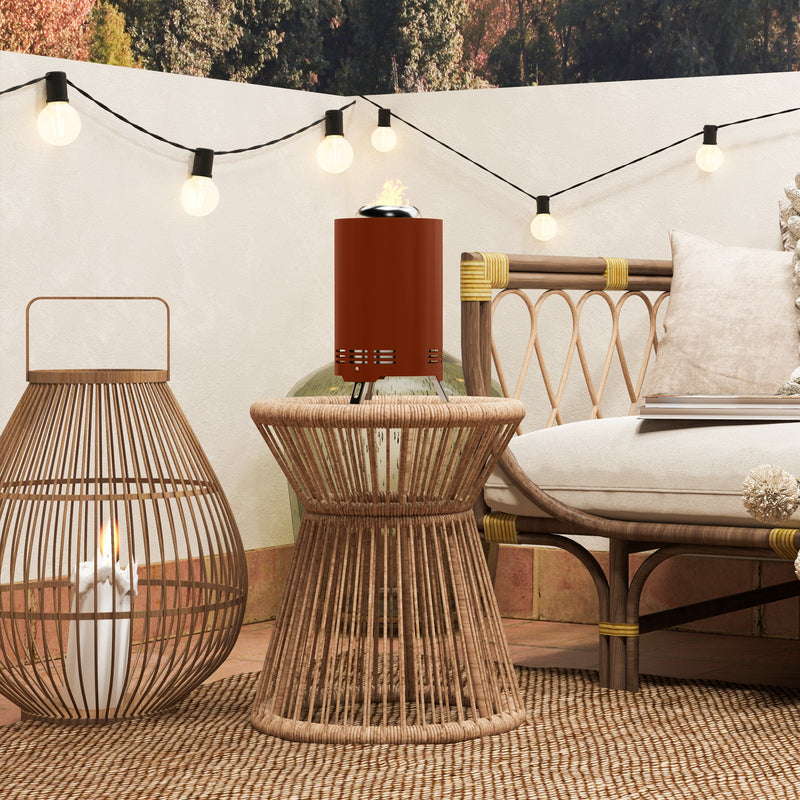 Red Smokeless Fire Pit 16 x 16 cm Stainless Steel Portable Wood Burning with Poker by Outsunny