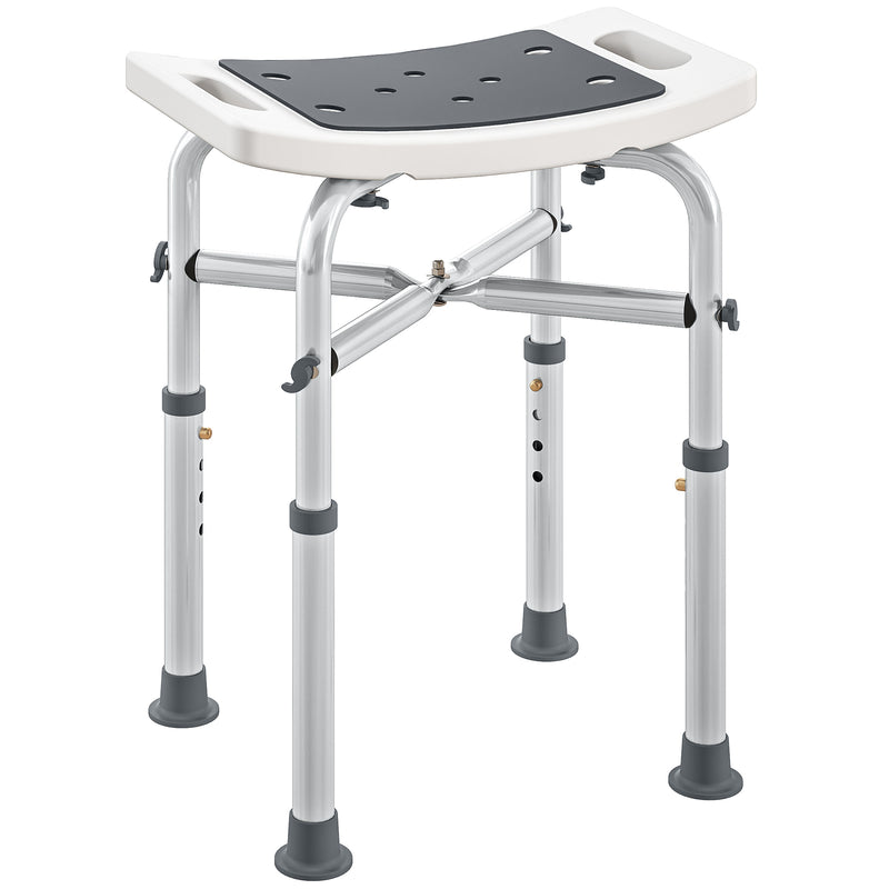 Adjustable Height Shower and Bath Stool with Aluminium Frame for Elderly Support, Grey