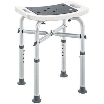 Adjustable Height Shower and Bath Stool with Aluminium Frame for Elderly Support, Grey Homcom