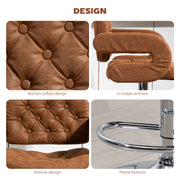 Height Adjustable Swivel Bar Stool With Backrest Armrests And Footrest For Home Bar Brown