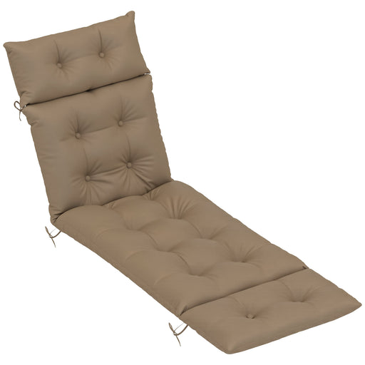 Khaki Sun Lounger Cushion 190x56x10cm Thick Garden Sunbed Pad with UPF20+ Fabric by Outsunny