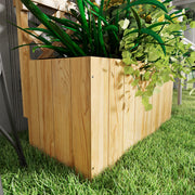 Wooden Garden Planter Box With Trellis And Storage Shelves For Climbing Plants Natural Outsunny