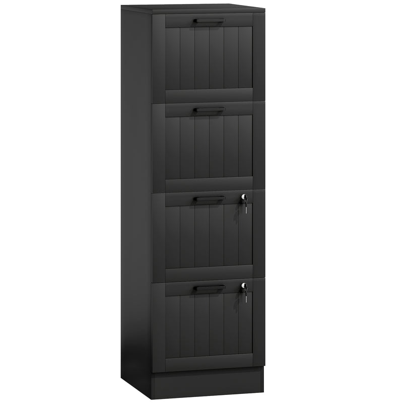 Home Office Filing Cabinet with Lockable Drawers and Printer Stand Compact Black