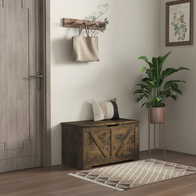 100L Storage Trunk with Safety Hinges Ideal for Home Organisation Rustic Brown 80x40x45 cm