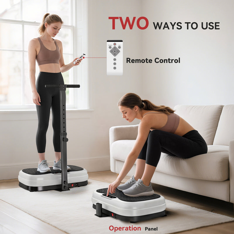 Vibration Plate Exercise Machine With Adjustable Handle And 50 Speed Settings Black AOSOM