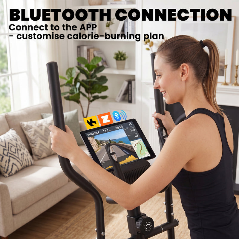 Elliptical Cross Trainer for Quiet Home Workouts with App Connectivity and 8 Resistance Levels Grey