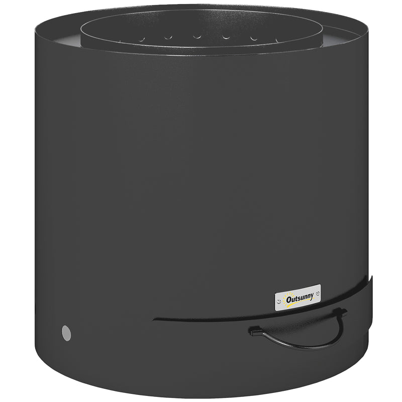 Black Metal Wood Burning Fire Pit with Poker for Garden and Patio Heating by Outsunny