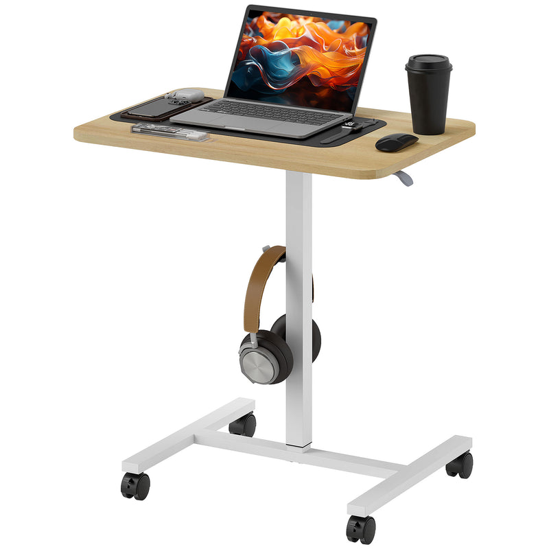 White Wood Effect Adjustable Sit to Stand Desk 75-115cm by HOMCOM