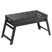 Portable Black Charcoal BBQ Grill with Folding Legs for Outdoor Cooking by Outsunny