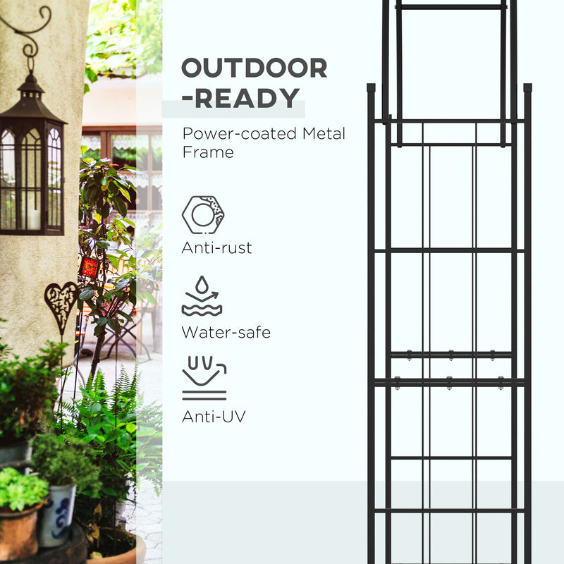 Metal Garden Arch for Climbing Plants and Outdoor Entrances Black Outsunny