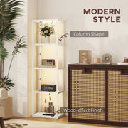 LED Floor Lamp with 4 Glass Shelves Dimmable Light Ideal for Living Room or Office Oak