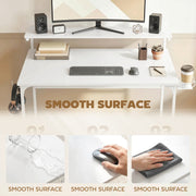 Computer Desk with Shelves and Cup Holder for Small Spaces White AOSOM