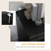 Freestanding Black High Gloss Storage Cabinet With Adjustable Shelves For Home Use