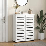 Shoe Storage Cabinet with Five Adjustable Shelves and Ventilated Doors White AOSOM