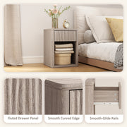Bedside Tables Set of 2 with Drawer and Shelf for Organised Bedroom Storage Grey AOSOM