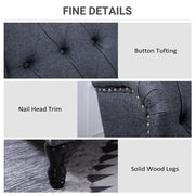 Wingback Recliner Armchair With Footrest and Button Tufted Back for Living Room Dark Grey