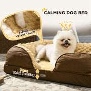 Calming Dog Bed with Removable Cover and Anti Slip Base for Small Dogs Brown