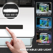 28L Glass Fish Tank with LED Light and Filter for Betta Shrimp and Guppies Black