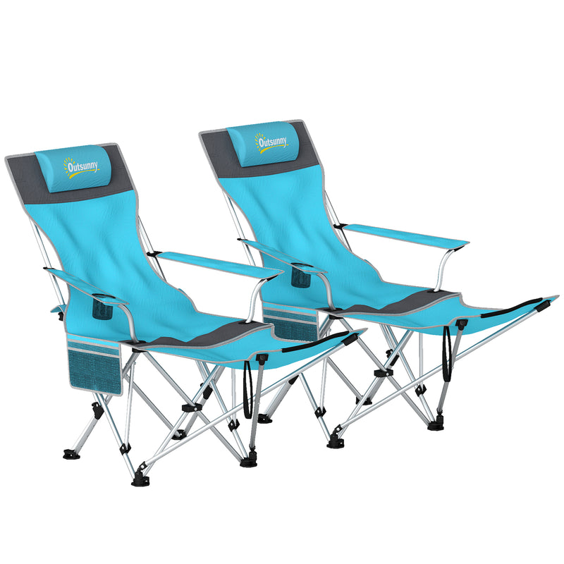 Folding Camping Chair with Detachable Footrest for Comfortable Outdoor Relaxation Blue