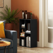 Black 2 Tier Bookshelf with 5 Storage Compartments by HOMCOM