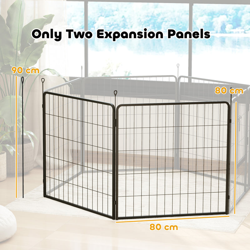 2 Piece Dog Pen Expansion Pack for 80cm High Pet Playpen with 3 Stakes for Small and Medium Dogs by PawHut