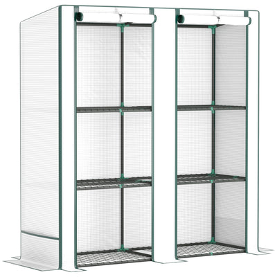 Three Tier Mini Greenhouse White Portable Plant Grow House by Outsunny