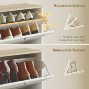 Tall Narrow Shoe Storage Cabinet For Hallway With Slim Space Saving Design, White